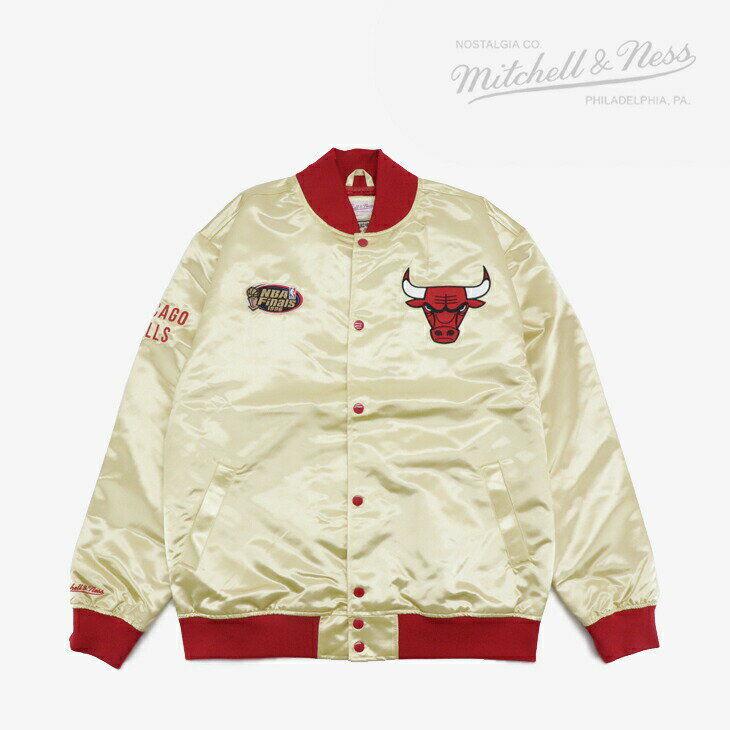 ＊MITCHELL&NESS｜NBA Fashion Lightweight Gold Satin Jacket Bulls/ ミッチェルアンドネス/ファッション ライトウェイト ゴールド サテン ジャケット ブルズ/ゴールド #