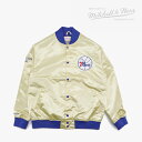 MITCHELL NESS｜NBA Fashion Lightweight Gold Satin Jacket 76ers/ ミッチェルアンドネス/ファッション ライトウェイト サテン ジャケット シクサーズ/ゴールド