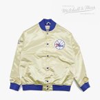 ・MITCHELL&NESS｜NBA Fashion Lightweight Gold Satin Jacket 76ers/ ミッチェルアンドネス/ファッション ライトウェイト サテン ジャケット シクサーズ/ゴールド #