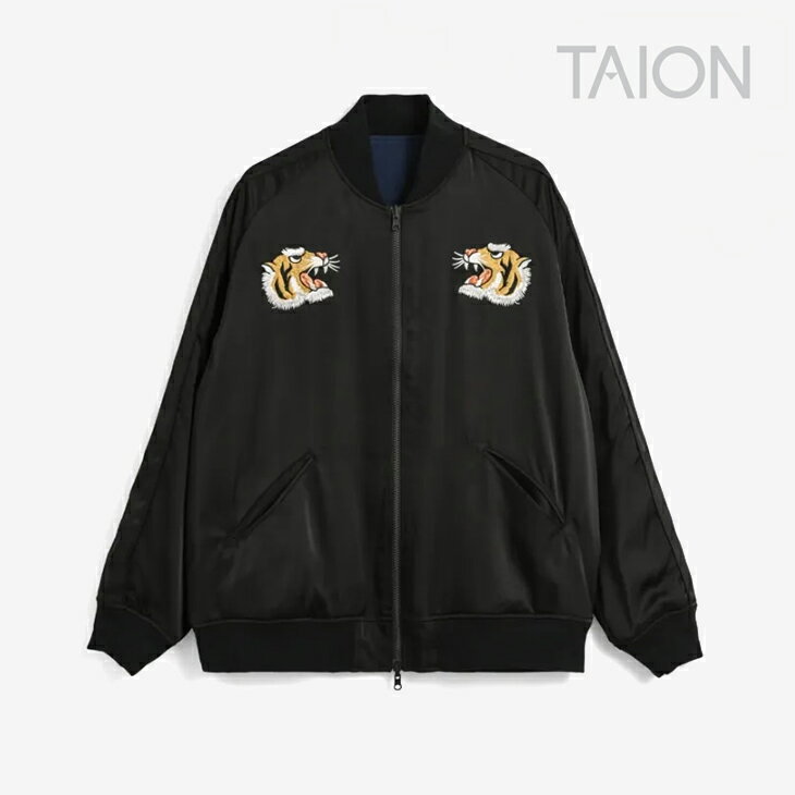 Rakuten - ・TAION｜Non-Down Japan Special Reversible Sukajan Jacket Blouson/ タイオン/ノン ダウン ジャパン スペシャル リバーシブル スカジャン ジャケット ブルゾン/ダークネイビーxブラック #