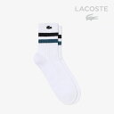 ・LACOSTE|Lined Amerib Short Socks/ ラコステ/ラインド アメリブ ショート ソックス/ホワイトxブラック #