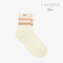 ・LACOSTE|W Lined Amerib Short Socks/ ラコステ/ラインド アメリブ ショート ソックス/オフホワイトxピンク #