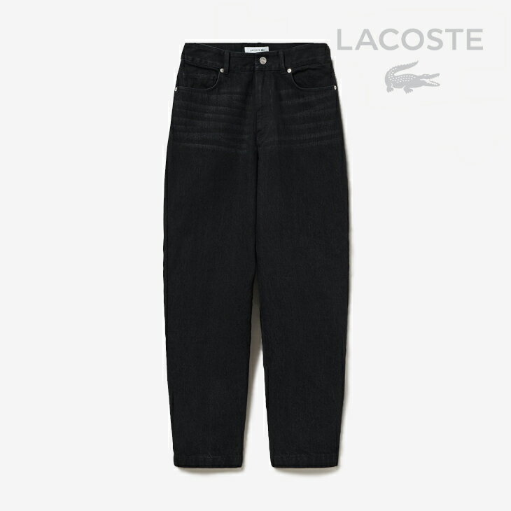 ：LACOSTE｜W Barrel Leg Denim Pants/ ラコステ/バレルレッグ デニム パンツ/ブラック #