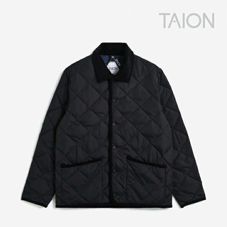 ・TAION｜City Piping Cord Collar Down Cardigan/ タイオン/シティ パイピング コーデュロイ カラー ダウン カーディガン/ブラック #