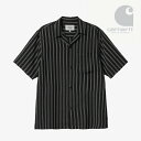 カーハート シャツ メンズ ・CARHARTT WIP｜Ss Reyes Shirt Reyes Stripe/ カーハート/ショートスリーブ レイエス シャツ/ブラックxホワイト #