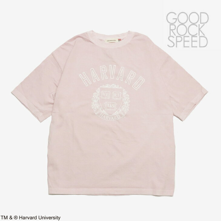 ：GOOD ROCK SPEED｜Harvard University Pigment SS Big T-Shirt/ グッド ロック スピード/ハーバード ユニバーシティ ピグメント ビッグ Tシャツ ショートスリーブ/LTピンク