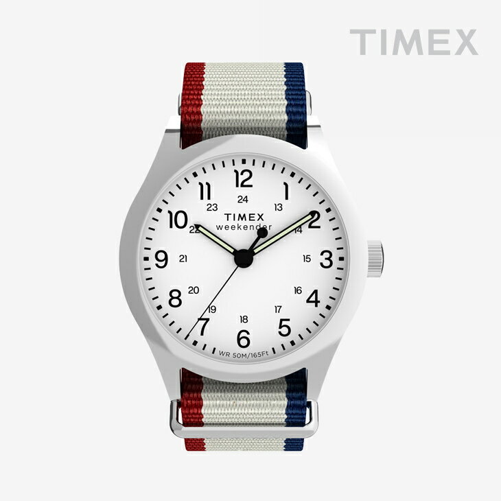 ・TIMEX｜Weekender New England Stainless Silver Fabric Band/ タイメックス/ウィークエンダー ニュー イングランド ステンレス シルバーファブリック バンド/ホワイトxグレー #