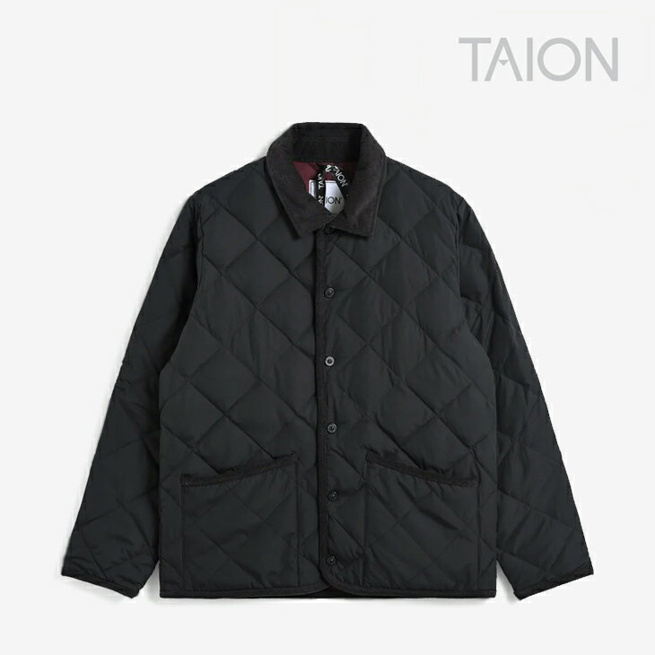 ・TAION｜City Piping Cord Collar Down Cardigan/ タイオン/シティ パイピング コーヂュロイ カラー ダウン カーディガン/ダークチャコール #