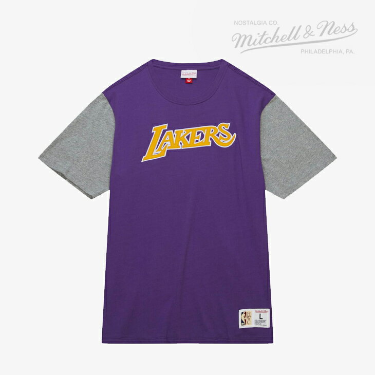 ＊MITCHELL&NESS｜NBA Color Blocked SS T-Shirt Lakers/ ミッチェルアンドネス/カラーブロック ショートスリーブ Tシャツ レイカーズ/パープル #