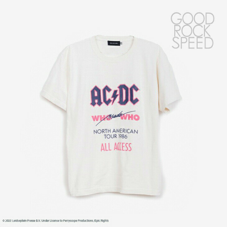 ＊GOOD ROCK SPEED｜AC DC Logo T-Shirt/ グッド ロック スピード/エーシーディーシー ロゴ Tシャツ/オフホワイト #のサムネイル