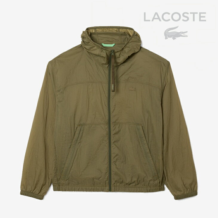 ・LACOSTE｜Washer Nylon Packable Hooded Jacket/ ラコステ/ワッシャー ナイロン パッカブル フード ジャケット/カーキ #