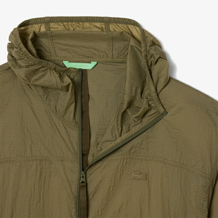 ・LACOSTE｜Washer Nylon Packable Hooded Jacket/ ラコステ/ワッシャー ナイロン パッカブル フード ジャケット/カーキ #