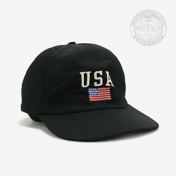 ・COOPERSTOWN BALL CAP｜USA Made Washed Cap Embroidary USA/ クーパーズタウン/USA製 ウォッシュド キャップ エンブロイダリー アメリカ/ブラック #