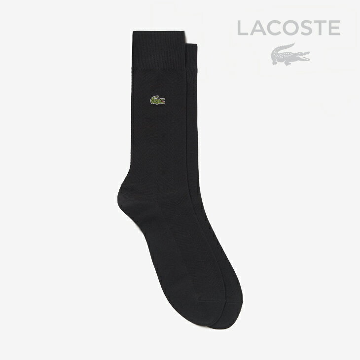 ラコステ 靴下 メンズ ・LACOSTE｜Herringbone Knit Socks/ ラコステ/ヘリンボーン ニット ソックス/ブラック #