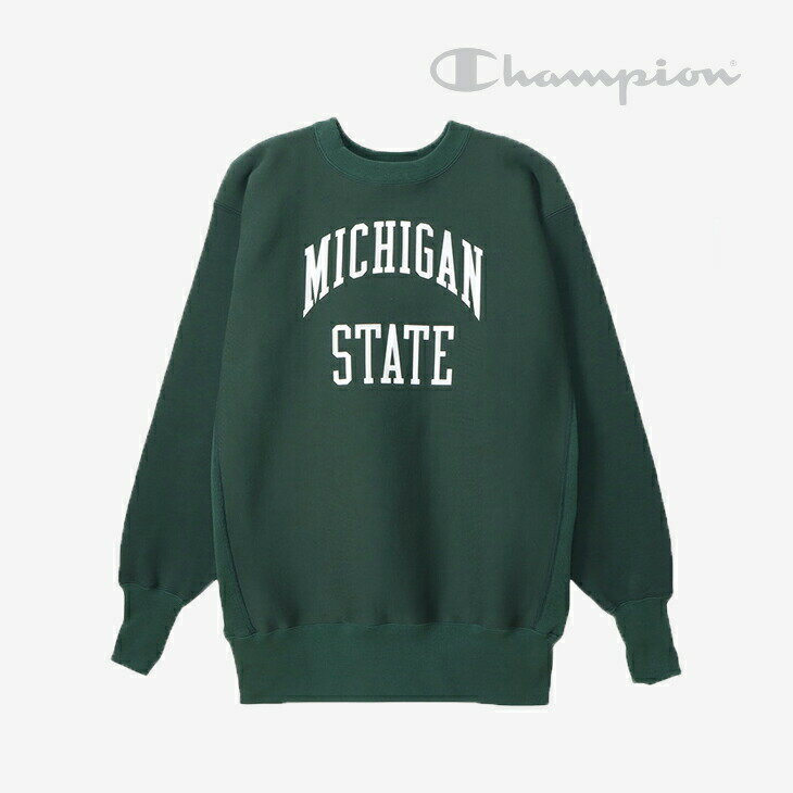 CHAMPION｜True To Archives Reverse Weave Crewneck Michigan State/ チャンピオン/トゥルー トゥ アーカイブス リバース ウィーブ クルーネック ミシガン ステート/グリーンxホワイト