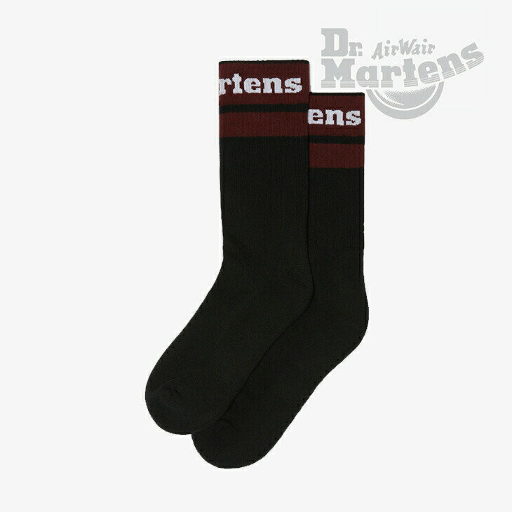 楽天GO ON・DR.MARTENS｜Athletic Logo Sock Organic Cotton Blend/ ドクター マーチン/アスレチック ロゴ ソックス オーガニックコットンブレンド/ブラックxチェリーレッド #