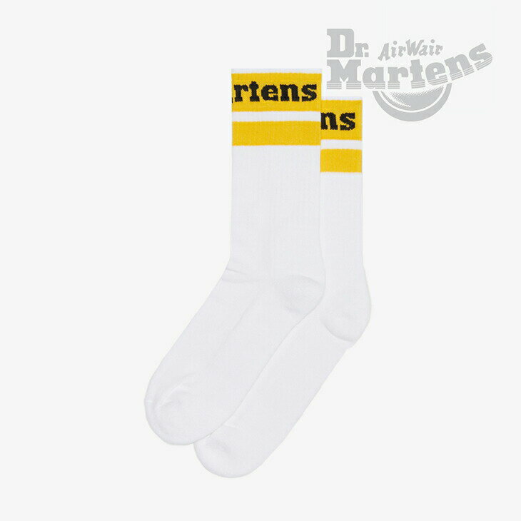 ・DR.MARTENS｜Athletic Logo Sock Organic Cotton Blend/ ドクター マーチン/アスレチック ロゴ ソックス オーガニックコットンブレンド/ホワイトxイエロー #