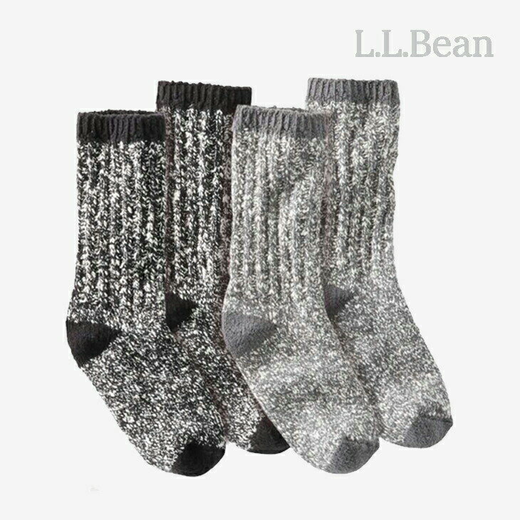 ・L.L.BEAN｜Cotton Ragg Sock 2-Pack/ エルエルビーン/コットン ラグ ソックス 2パック/ブラックxグレー #