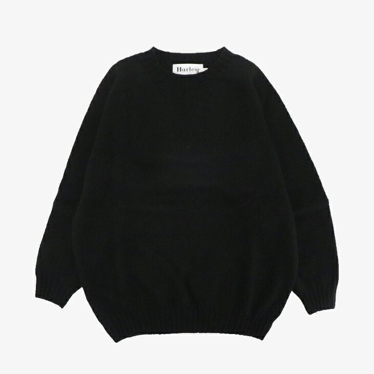 ・HARLEY Of Scotland｜ Jumbo Size Crew Neck Sweater Supersoft Wool Knit/ ハーレー/ジャンボ サイズ クルー ネック セーター スーパーソフト ウール ニット/ブラック #