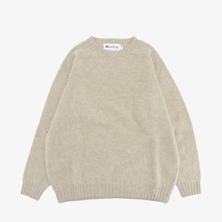 ・HARLEY Of Scotland｜W Jumbo Size Crew Neck Sweater Supersoft Wool Knit/ ハーレー/ジャンボ サイズ クルー ネック セーター スーパーソフト ウール ニット/カメオベージュ #