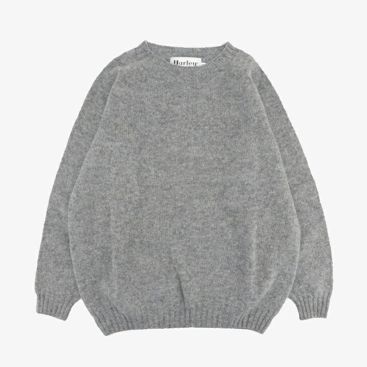 ・HARLEY Of Scotland｜ Jumbo Size Crew Neck Sweater Supersoft Wool Knit/ ハーレー/ジャンボ サイズ クルー ネック セーター スーパーソフト ウール ニット/ミッドグレー #