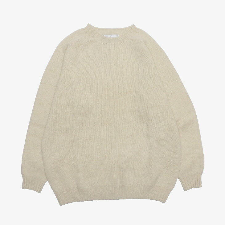 ・HARLEY Of Scotland｜W Jumbo Size Crew Neck Sweater Supersoft Wool Knit/ ハーレー/ジャンボ サイズ クルー ネック セーター スーパーソフト ウール ニット/バニラホワイト #