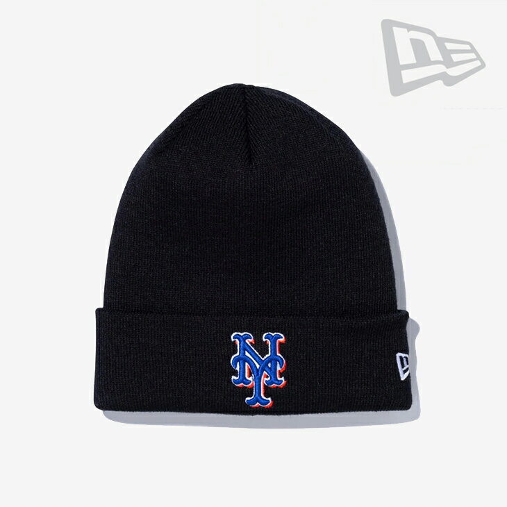 ・NEW ERA｜Basic Cuff Knit Cap MLB Team Logo Mets/ ニュー エラ/ベーシック カフ ニット キャップ チーム ロゴ メッツ/ブラック #