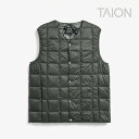 ・TAION｜Basic V-Neck Button Inner Down Vest/ タイオン/ベーシック ブイネック ボタン インナー ダウン ベスト/ダークチャコール #