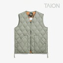 TAION｜Military V-Neck W Zip Down Vest Softshell/ タイオン/ミリタリー ブイネック ダブル ジップ ダウン ベスト ソフトシェル/ダークセージグリーン