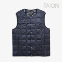 ・TAION|Basic Crew Neck Button Inner Down Vest/ タイオン/ベーシック クルー ネック ボタン インナー ダウン ベ...