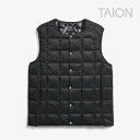 ・TAION|Basic Crew Neck Button Inner Down Vest/ タイオン/ベーシック クルー ネック ボタン インナー ダウン ベ...