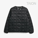 ・TAION|Crew Neck Button Inner Down Jacket/ タイオン/クルー ネック ボタン インナー ダウン ジャケット/ブラック #