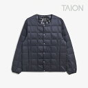 ・TAION|Crew Neck Button Inner Down Jacket/ タイオン/クルー ネック ボタン インナー ダウン ジャケット/ダークネイビー #