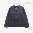 ・TAION｜Crew Neck Button Inner Down Jacket/ タイオン/クルー ネック ボタン インナー ダウン ジャケット/ダークネイビー #