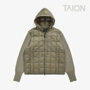 ・TAION|Basic Hooded Knit Sleeve W-Zip Down JacketxBack Knit/ タイオン/ベーシック フード ニット スリーブ ダブルジップ ダウン ジャケットxバック ニット/カーキ #