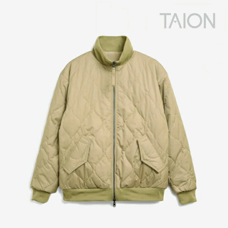 タイオン ダウンジャケット メンズ ・TAION｜Military Riversible Hi Neck Down Jacket Boa Fleece/ タイオン/ミリタリー リバーシブル ハイネック ダウン ボンバー ジャケット ボアフリース/コヨーテxベージュ #