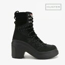 ▲SALE］HUNTER｜W Explorer Mid Lace Up Leather Heel Boot/ ハンター/エクスプローラー ミッド レース アップ レザー ヒール ブーツ/ブラック #