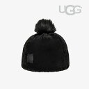 アグ ニット帽 レディース ・UGG｜W Faux Fur Beanie W Pom/ アグ/フェイク ファー ビーニー ウィズ ポム/ブラック #