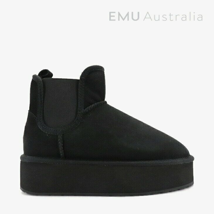 ＊EMU｜W Thresher Flatform Sheepskin/ エミュー/スレッシャー フラットフォーム シープスキン ムートン プラットフォーム/ブラック #