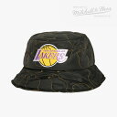 ・MITCHELL&NESS｜Quilted Bucket Hat HWC Classic Lakers/ ミッチェルアンドネス/キルティング バケット ハット クラシック レイカーズ/ブラック #