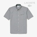 ・LACOSTE|Micro Check Jersey Button Down Shirt/ ラコステ/マイクロ チェック ジャージ ボタンダウン シャツ/ブラック #