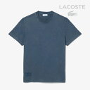 ・LACOSTE|Washed Effect Heavy Jersey T-Shirt/ ラコステ/ウォッシュド エフェクト ヘビー ジャージー Tシャツ/ブル...