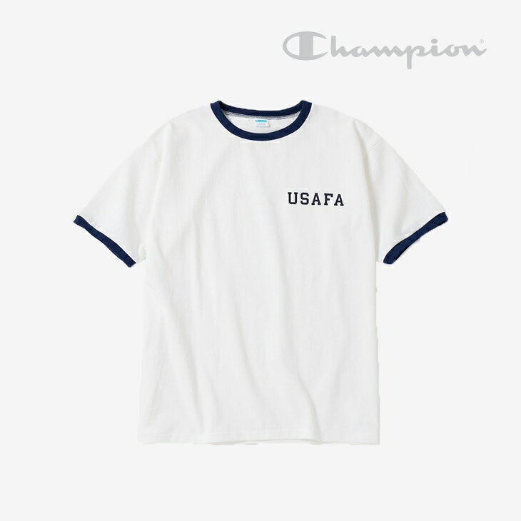 ・CHAMPION｜True To Archives Plebe SS Ringer T-Shirt USAFA/ チャンピオン/トゥルートゥアーカイブス プリーブ ショートスリーブ Tシャツ エアフォースアカデミー/ホワイトxネイビー #