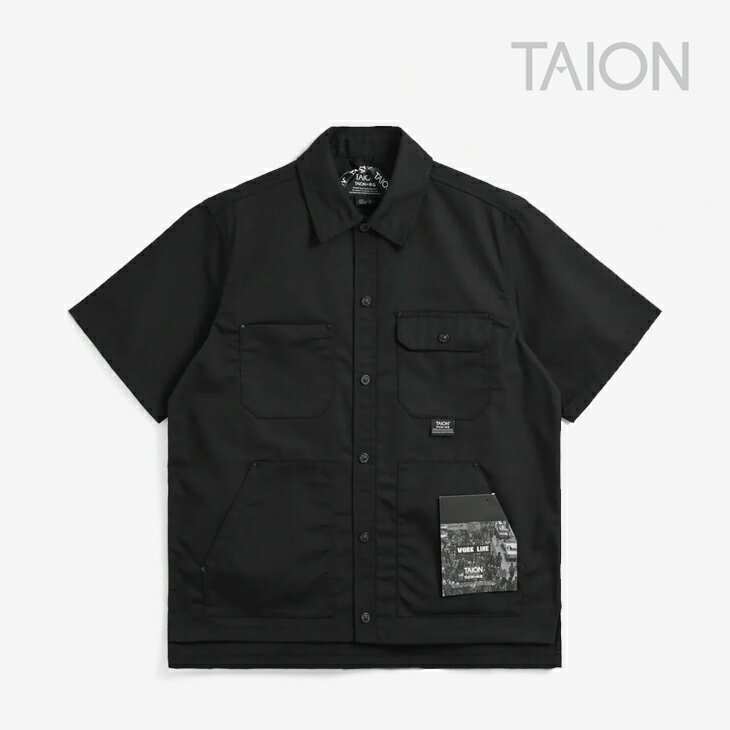 Rakuten - ・TAION｜Work Non Down Harf Sleeve Shirts Cotton Duck Canvas/ タイオン/ワーク ノン ダウン ハーフ スリーブ シャツ コットン ダック キャンバス/ブラック #