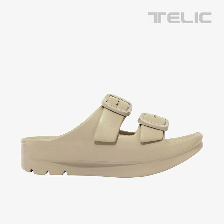 Rakuten - ・TELIC｜W-Buckle 2 Platform Slide Sandal/ テリック/ダブルバックル 2 プラットフォーム スライド サンダル/コルクブラウン #