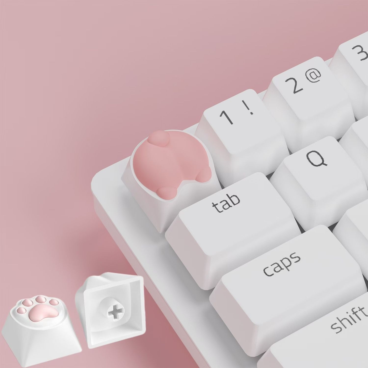 4個セット キーキャップ キーボード キーキャップ かわいい 猫の肉球型 カスタムゲームキーキャップ メカニカルキーボードのキーキャップ デスクトップPC用キーボード コーギー犬の尻型 シリカゲル PC ピンク 2