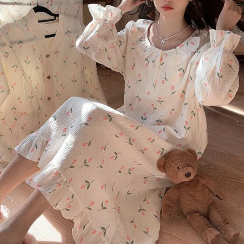 ネグリジェ ワンピース パジャマ ルームウェア ワンピース レディース ルームワンピース 花柄 総柄 着..