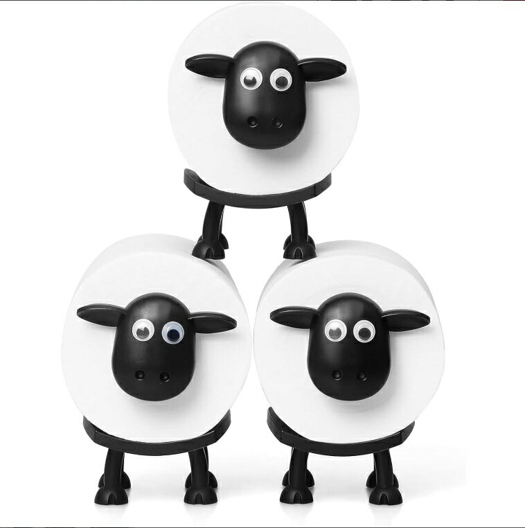 羊のトイレットペーパーホルダー 置き型 北欧風 おしゃれ かわいい 動物ティッシュペーパーホルダー トイレットペーパースタンド 取り付け簡単 バスルームアクセサリー ハウスオフィスアートデコレーション (3個)