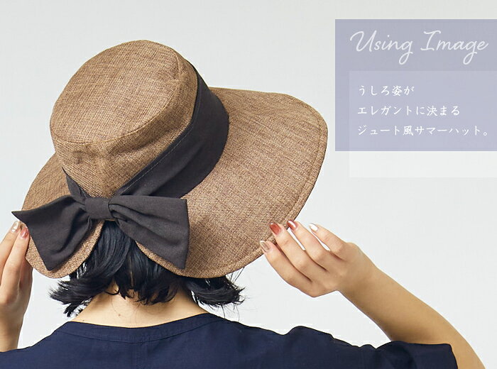麦わら帽子 レディース つば広 UV リボン バックスリット 夏用 UV 紫外線対策 グッ...