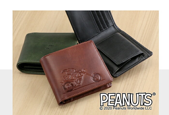 SNOOPY（スヌーピー）牛革 二つ折り財布 中ボックス型小銭入れ「RIDER」ライダー PEANUTS ウッドストック【スヌーピー 財布 二つ折り 財布 メンズ 2つ折り 財布 メンズ 二つ折り 本革 財布 スヌーピー グッズ 大人 ladies 本革 財布 ギフト 本革 プレゼント men's】 gobangai-10002808 五番街〜バッグ・財布のお店 サンプル画像2